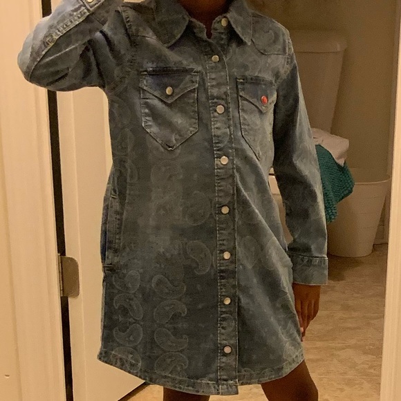 Denim button down dress
